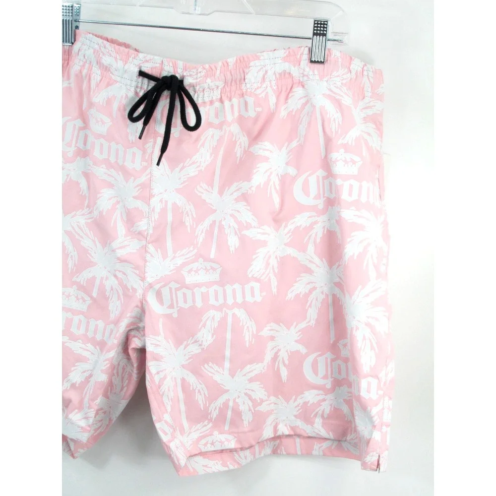 Corona Mens XXL Pink Color Change Tropical Palm Tree Swim Trunks Shorts NWT